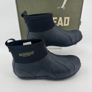 NEW Redhead Mallard Low Boots MENS Black Pull On Round Toe SIZE 8